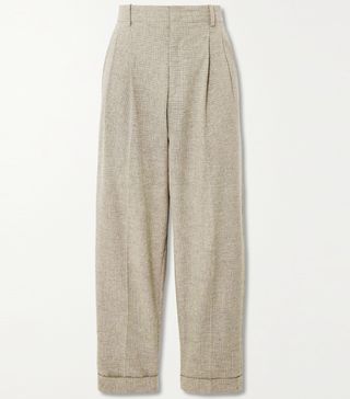Isabel Marant Étoile + Lowea Checked Cotton and Linen-Blend Tapered Pants