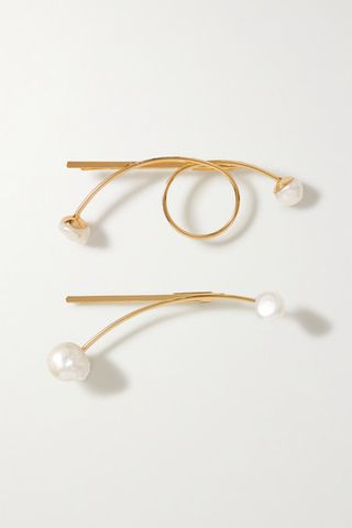 Lelet NY + Some Artist Guy Set of Two Gold-Plated Pearl Hair Slides