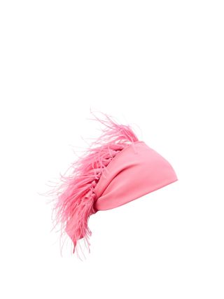 Valentino + Feather-Embellished Silk-Georgette Headscarf
