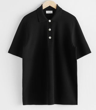 & Other Stories + Oversized Ribbed Knit Polo Shirt