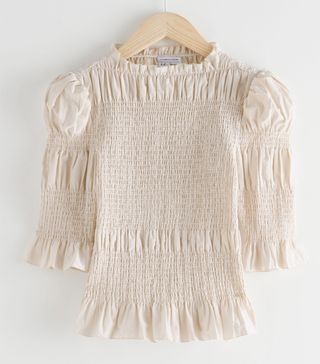 & Other Stories + Fitted Smocked Ruffle Top