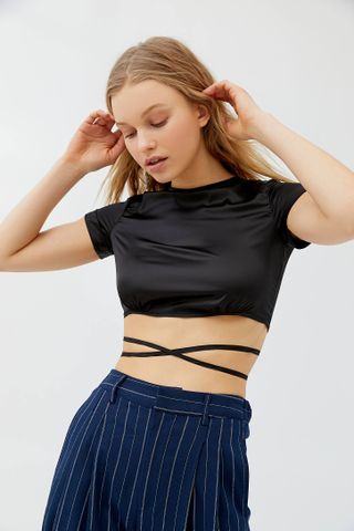 Lioness + Tongue Tied Satin Cropped Top