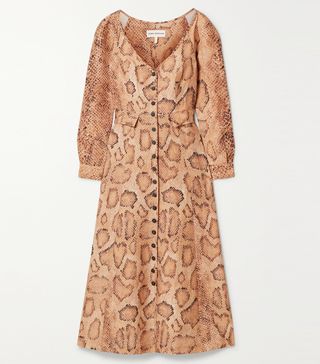 Mara Hoffman + Silvana Snake-Print Tencel and Linen-Blend Midi Dress