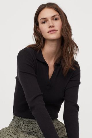 H&M + Collared Ribbed Sweater