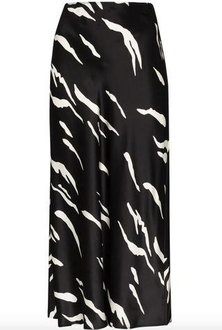 Reformation + Pratt Graphic-Print Silk-Satin Midi Skirt