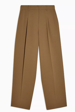 Topshop + Khaki Slouch Peg Trousers With Elastic Back