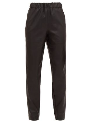 Tibi + High-Rise Faux-Leather Trousers