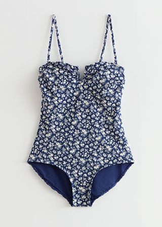 & Other Stories + Printed Sweetheart Neck Swimsuit