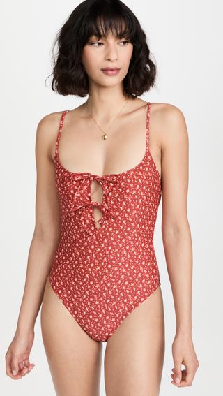 Madewell + Second Wave Tie Front Swimsuit