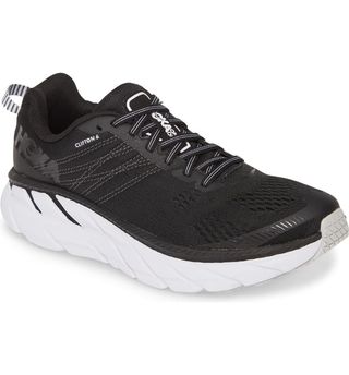 Hoka One One + Clifton 6 Running Shoes in Black/White