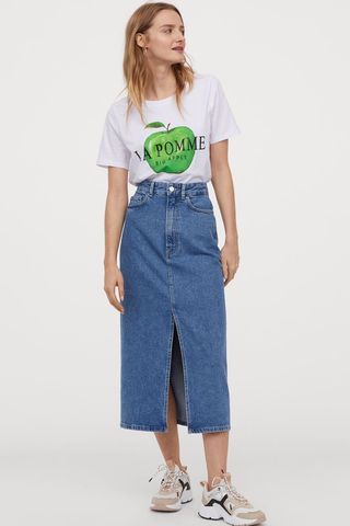 H&M + Calf-Length Denim Skirt