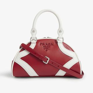 Prada + Branded Leather Bowling Bag