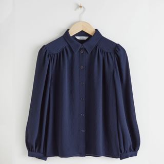 & Other Stories + Gathered Crepe Button Down Blouse