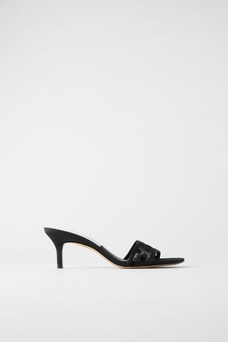 Zara + Polka Dot Mesh Heeled Sandals