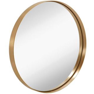 Hamilton Hills + Gold Circle Deep-Set Metal Round Frame Mirror