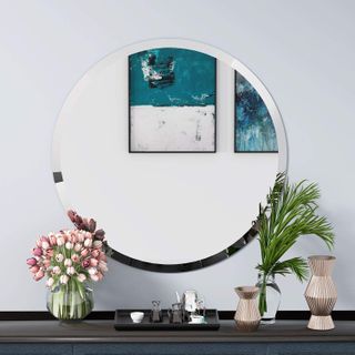 Kohros + Round Beveled Polished Frameless Wall Mirror