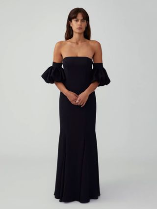 Fame & Partners + Puff Sleeve Gown