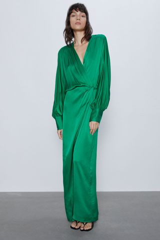 Zara + Long Satin Effect Dress