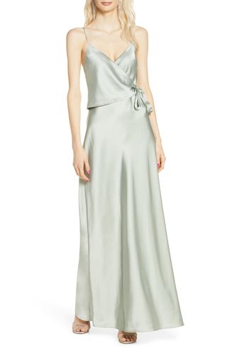 Wayf + The Cooper Satin Faux Wrap Gown