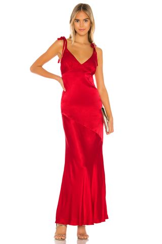 Privacy Please + Nina Maxi Dress in Ruby Red