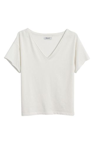 Madewell + Supima Cotton Drapey V-Neck Crop T-Shirt
