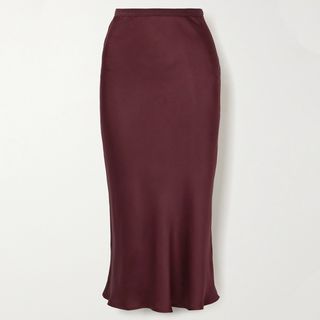 Anine Bing + Bar Silk-Satin Midi Skirt