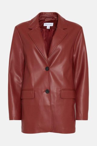 Warehouse + Single Breasted Modern Faux Leather Blazer