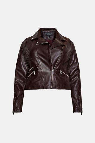 Karen Millen + Plus Size Leather Signature Biker Jacket