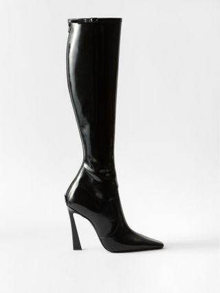 Saint Laurent + Blade 110 Patent-Leather Knee-High Boots