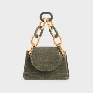 Charles & Keith + Olive Croc-Effect Chain Bag