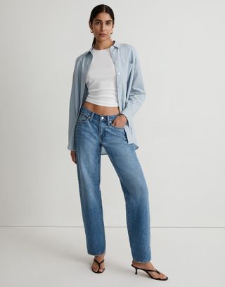 Madewell + Low-Rise Baggy Straight Jeans in Enley Wash