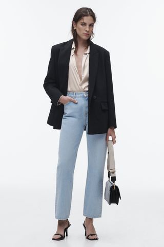 Zara + Mid Rise Straight Jeans