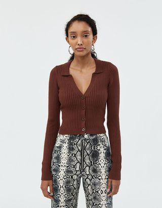Which We Want + Campbell Knit Cardigan in Brown