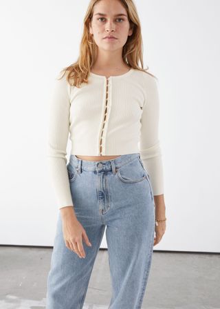 & Other Stories + Ribbed Cropped Cardigan Top