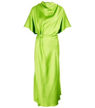 Stine Goya + Rhode Green Draped Satin Midi Dress
