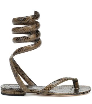 Bottega Veneta + BV Spiral Snake-Effect Leather Sandals