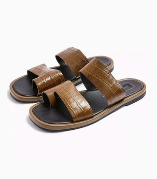 Topshop + Hove Khaki Leather Sandals