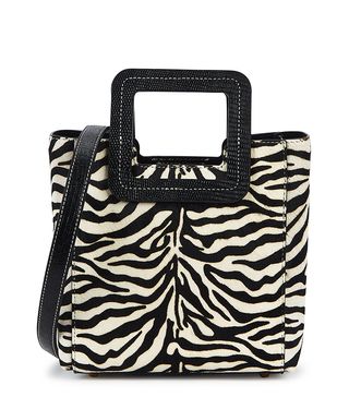 Staud + Shirley Mini Zebra-Print Calf Hair Top Handle Bag