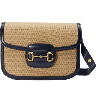 Gucci + 1955 Horsebit Canvas & Leather Shoulder Bag