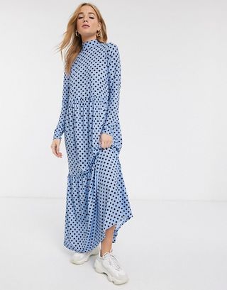 ASOS + Long Sleeve Tiered Maxi Dress