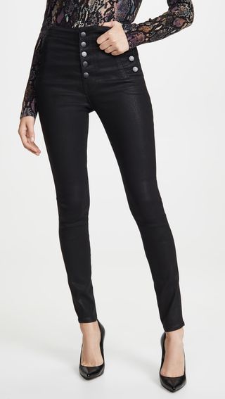 J Brand + Natasha Sky High Coated Skinny Jeans in Fearful