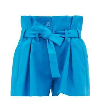 The Attico + Paperbag-Waist Pleated Cotton-Blend Shorts