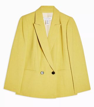 Topshop + Lime Green Marl Double Breasted Blazer