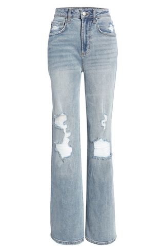 BP + High Waist Distressed Wide Leg Jeans