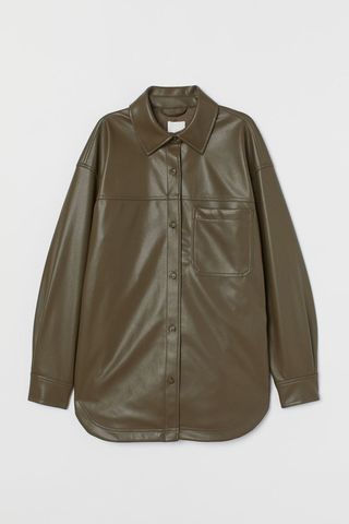 H&M + Faux Leather Shirt Jacket