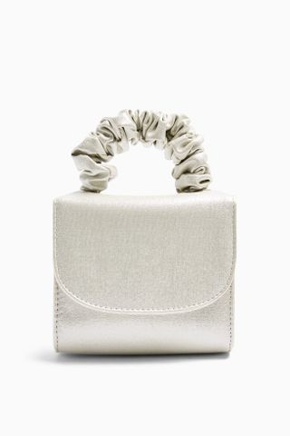 Topshop + Suzy Scrunchie Handle Mini Bag in Silver
