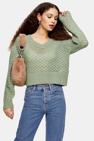 Topshop + Sage Honeycomb Knitted Jumper