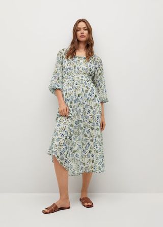 Mango + Printed Dress With Balloon Sleeves