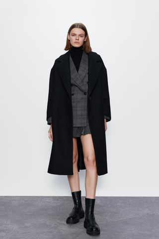 Zara + Plaid Double Breasted Jacket