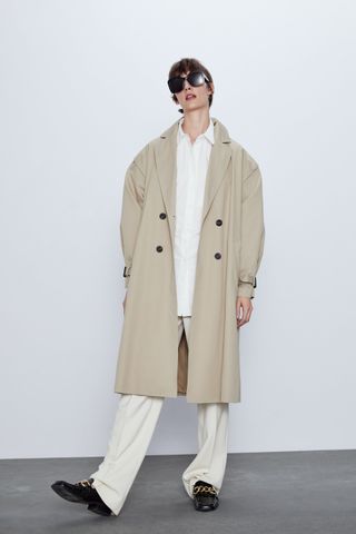Zara + Belted Double Breasted Trench Coat